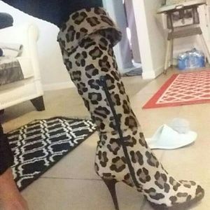 Stuart weitzman leopard knee boots